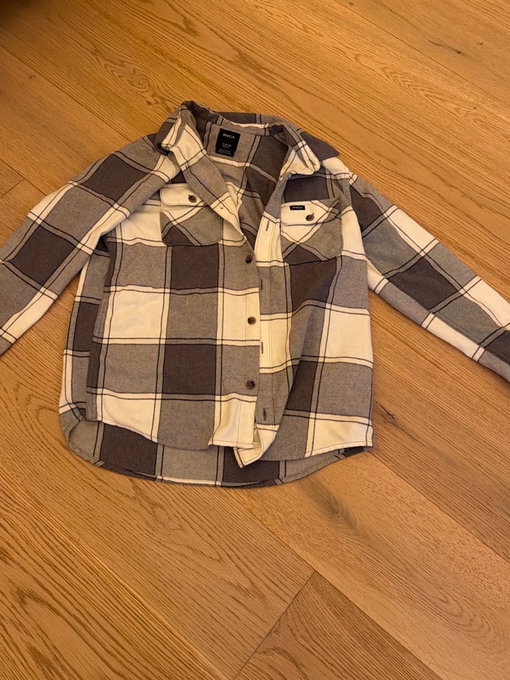 RVCA Brown & Cream Plaid Button-Down Shirt